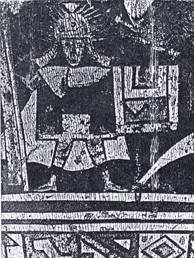 Guerrero Inca representado en un recipiente de madera